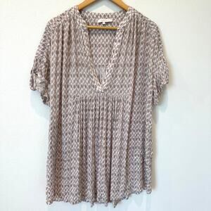 Olivaceous Babydoll Boho Oversized Tunic Top Mini Short Sleeve Dress Size Small